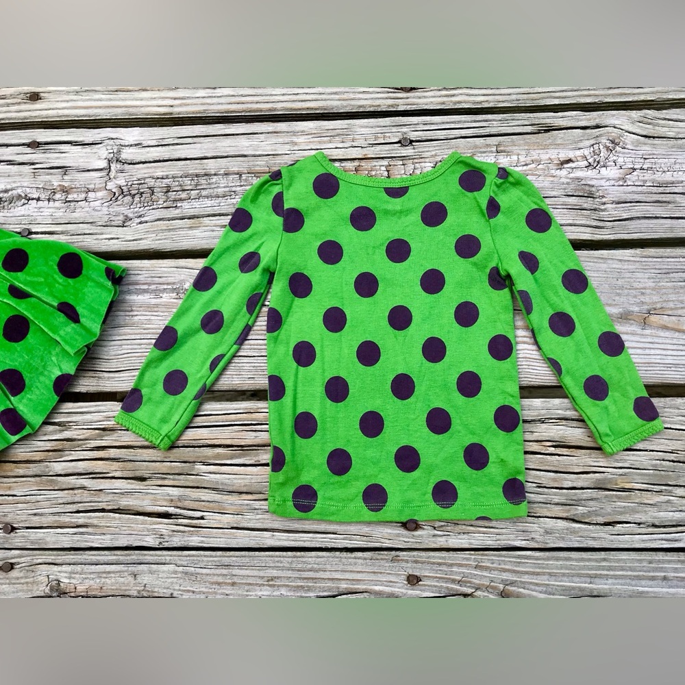 3T Girls GAP Green Polka Dot Set Skirt Knit Top Shirt Holiday Fun Outfit 3 Years - Picture 11 of 13
